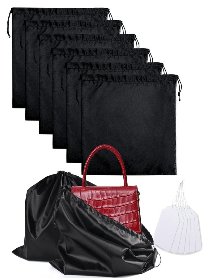 AOFEGRLT 6 Pack Purse Dust Bags Large Silk Drawstring Dust Bag Cover for Handbag Shoe Storage(Black, M-19.6 × 15.7 in) - Image 1